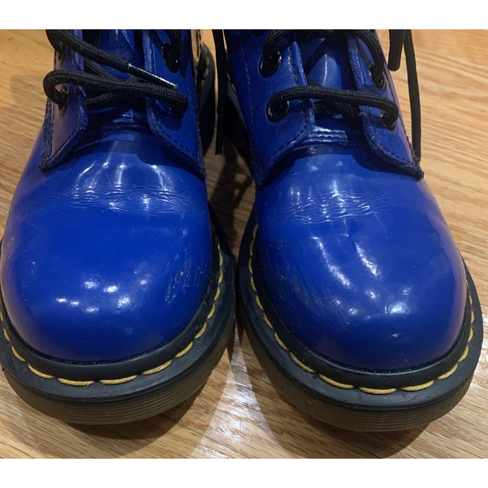Dr. Martens Women's 1460W Patent Leather Lace Up Boots Blue Combat Style Size 6 - Picture 5 of 6